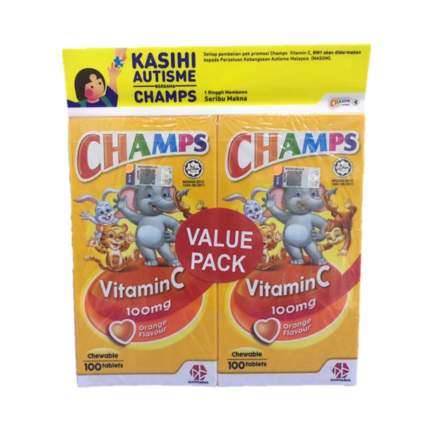 Shop Malaysia Champs Chewable Vitamin C 100mg Orange Blackcurrant Value Pack 2x100 S Shopee Singapore