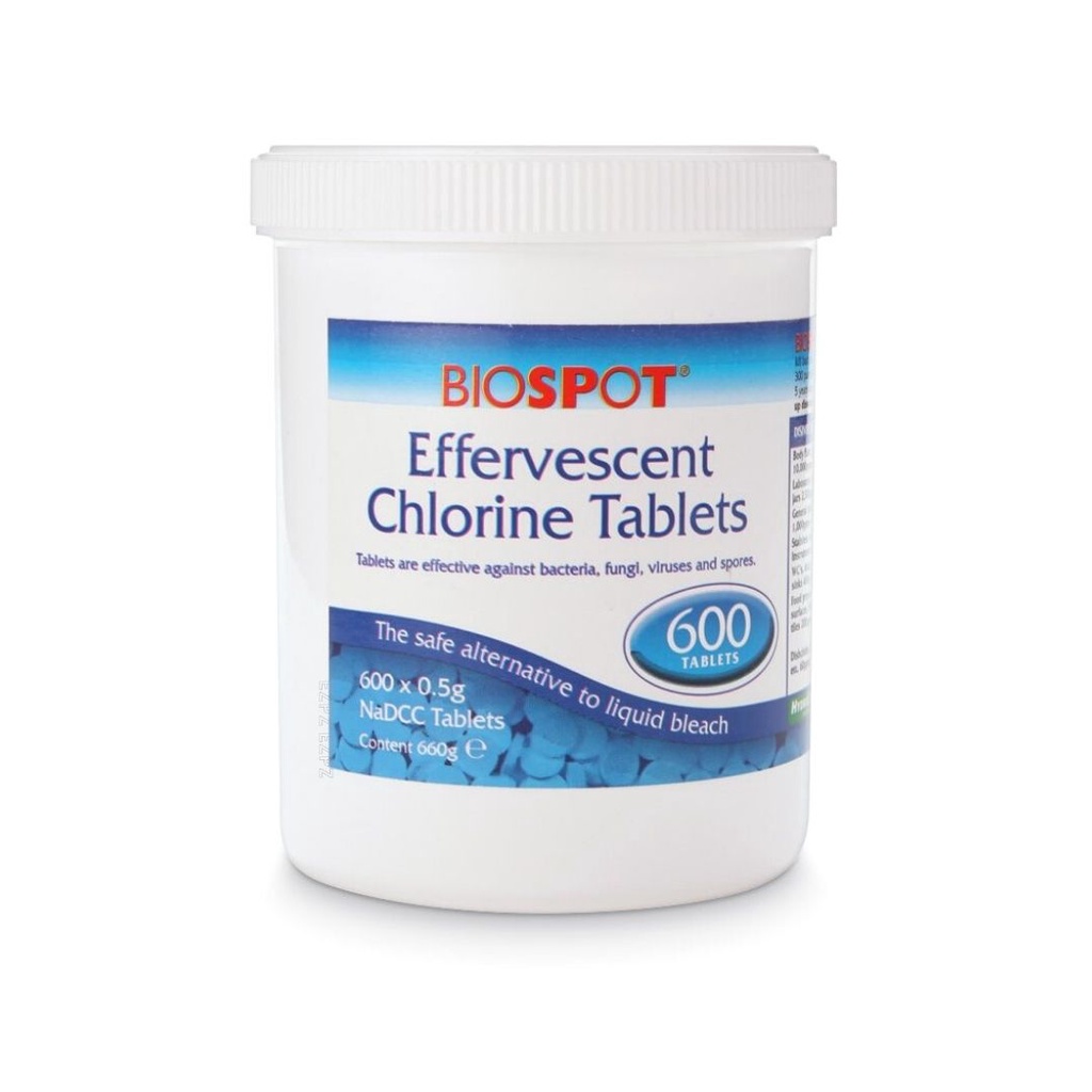 BIOSPOT Effervescent Chlorine Dry Bleach, 0.5g NaDCC, 600 Tablets by