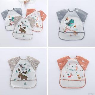 Baby Smock Feeding Accessories Waterproof Cartoon Short Sleeved Bib
