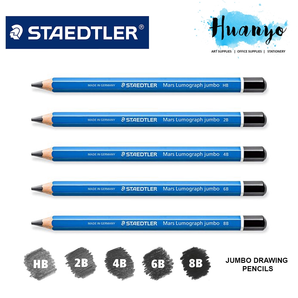 Staedtler Mars Lumograph Jumbo 100j Drawing Sketching Pencil Hb 2b 4b 6b 8b Shopee Singapore