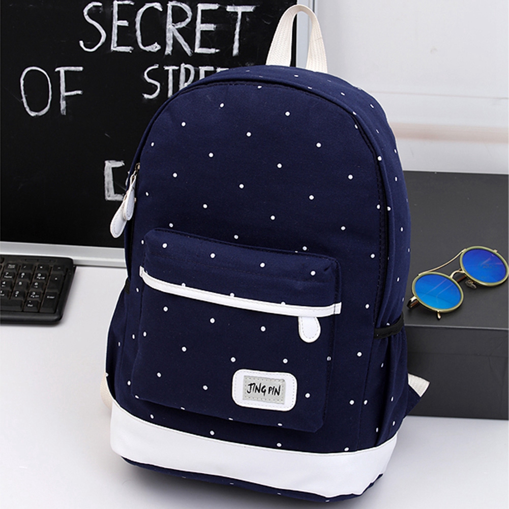 3pcs Girl Student Canvas Schoolbag Backpack Change Purse - big size game roblox printed school bag pencil bag children oxford cute backpacks book rucksack anime figure toys for boys girl