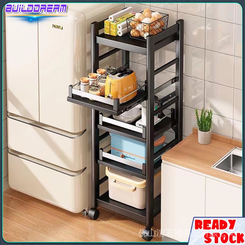 Metal Rack Kitchen Shelf Drawer Rack with Wheels Storage Rack Narrow