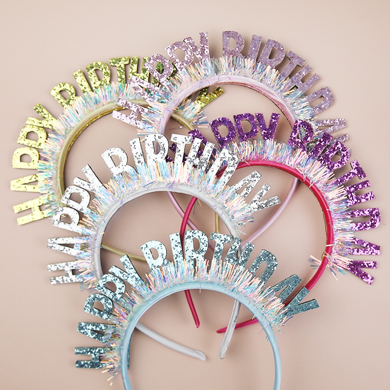 Shiny HAPPYBIRTHDAY laser sequin letter headband birthday party ...