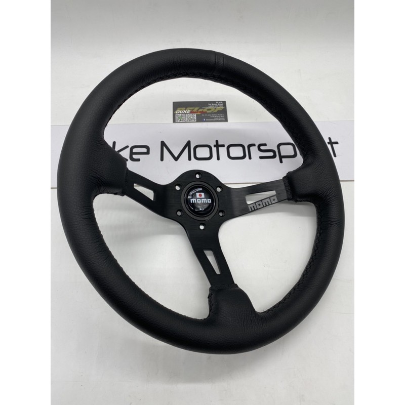 Momo Full Speed Steering Wheel Black With Japan Logo Design Universal Momo Racing Deep Steering Wheel 13 5inch Shopee Singapore