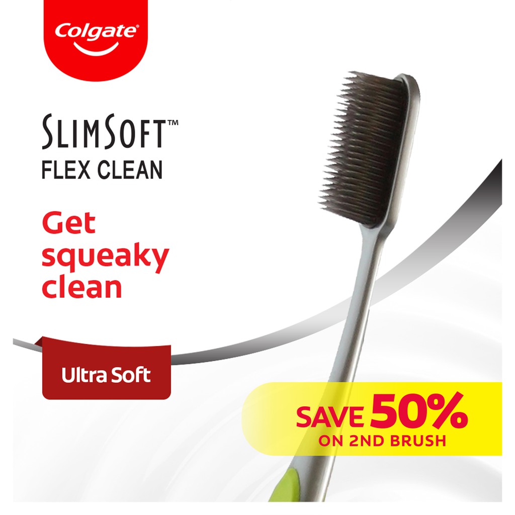 Colgate SlimSoft Flex Clean Charcoal Toothbrush Valuepack 2s (Ultra