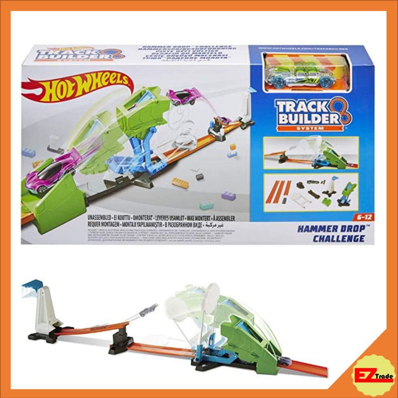 hot wheels track builder hammer drop challenge