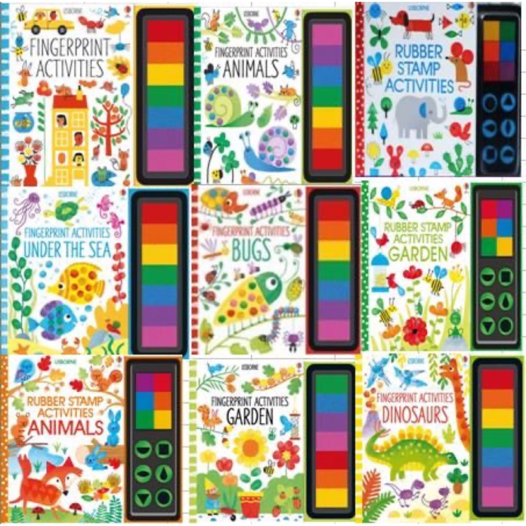 Usborne fingerprint activities, rubber stamp activities, sticker activities book Shopee Singapore