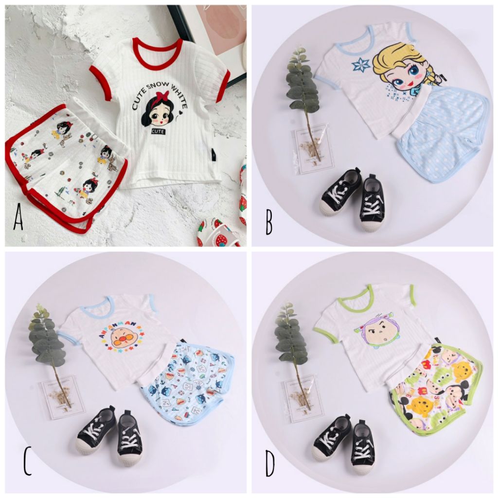 New Designs Kids Babies Home Soft Cotton Set Snow White Frozen Elsa Shrek Melody Tsum Tsum Hello Kitty Pikachu Shopee Singapore - shrek shirt roblox t shirt designs
