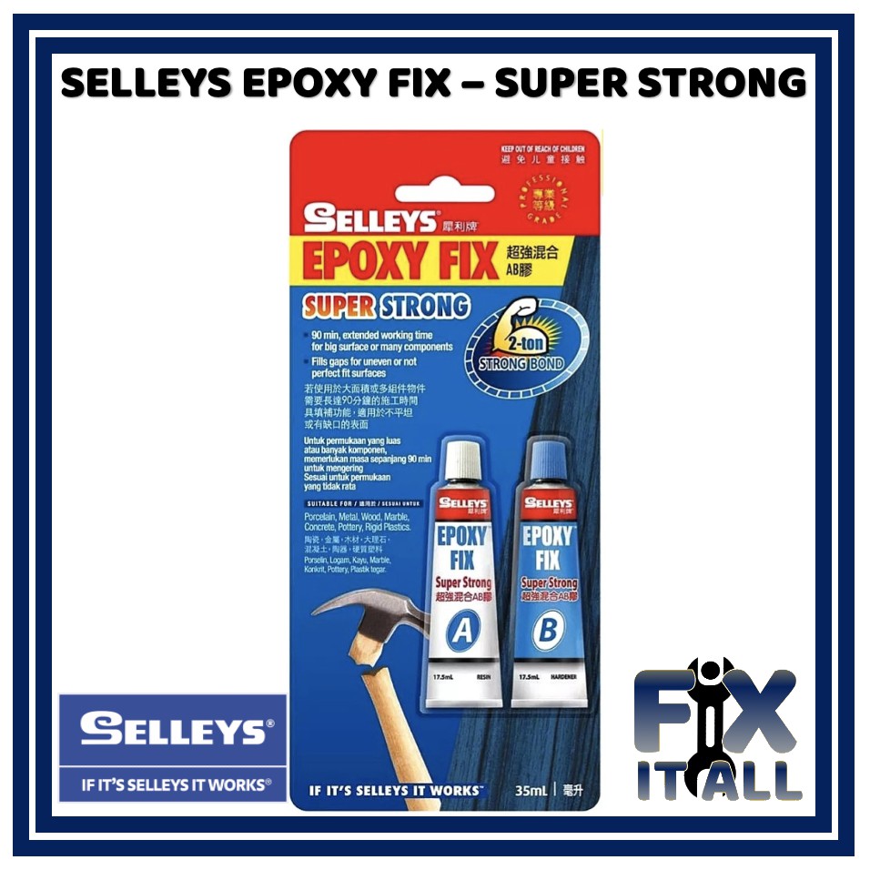 Selleys Epoxy Fix Super Strong 35 ml A+B Repair Hand Tool Marble
