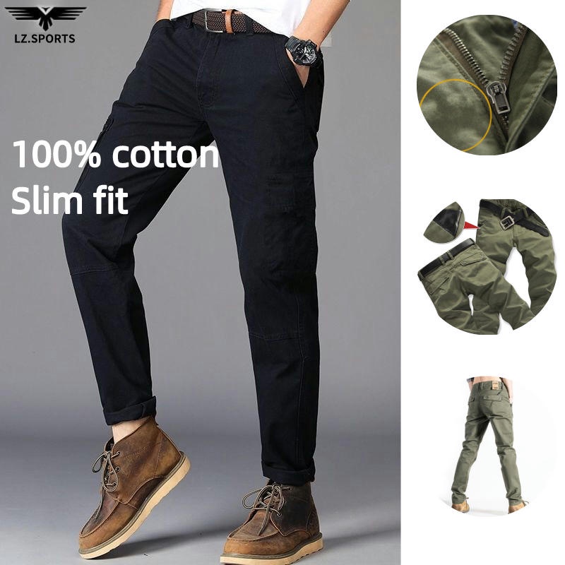 mens slim fit cargo work pants