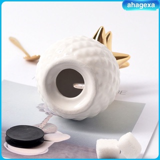 Image of thu nhỏ [Ahagexa] Pineapple Shape Money Box Deco Figurine Piggy Bank Ceramic Coin Bank Gift Idea Size 8 X 13 Cm, White / Gold Color #3