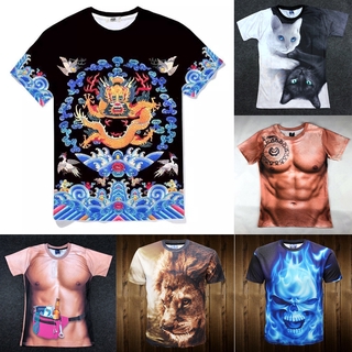 Funny Creative Printed Short Sleeve 3d Muscle Clothes Personality T Shirt Show Costume School Show Cos Prop Shopee Singapore - chest muscle t shirt roblox