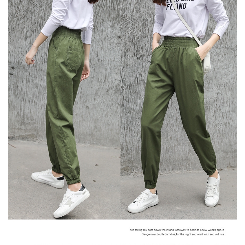 Women American High Waist Loose Casual Cargo  Pants  