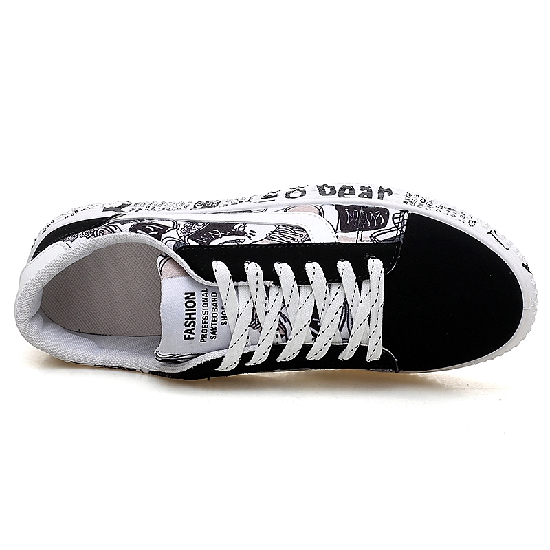 READY STOCK Graffiti Fashion Plus Size 34-45 Unisex Men's Shoe Women's Couple Sneakers Low Canvas Shoes