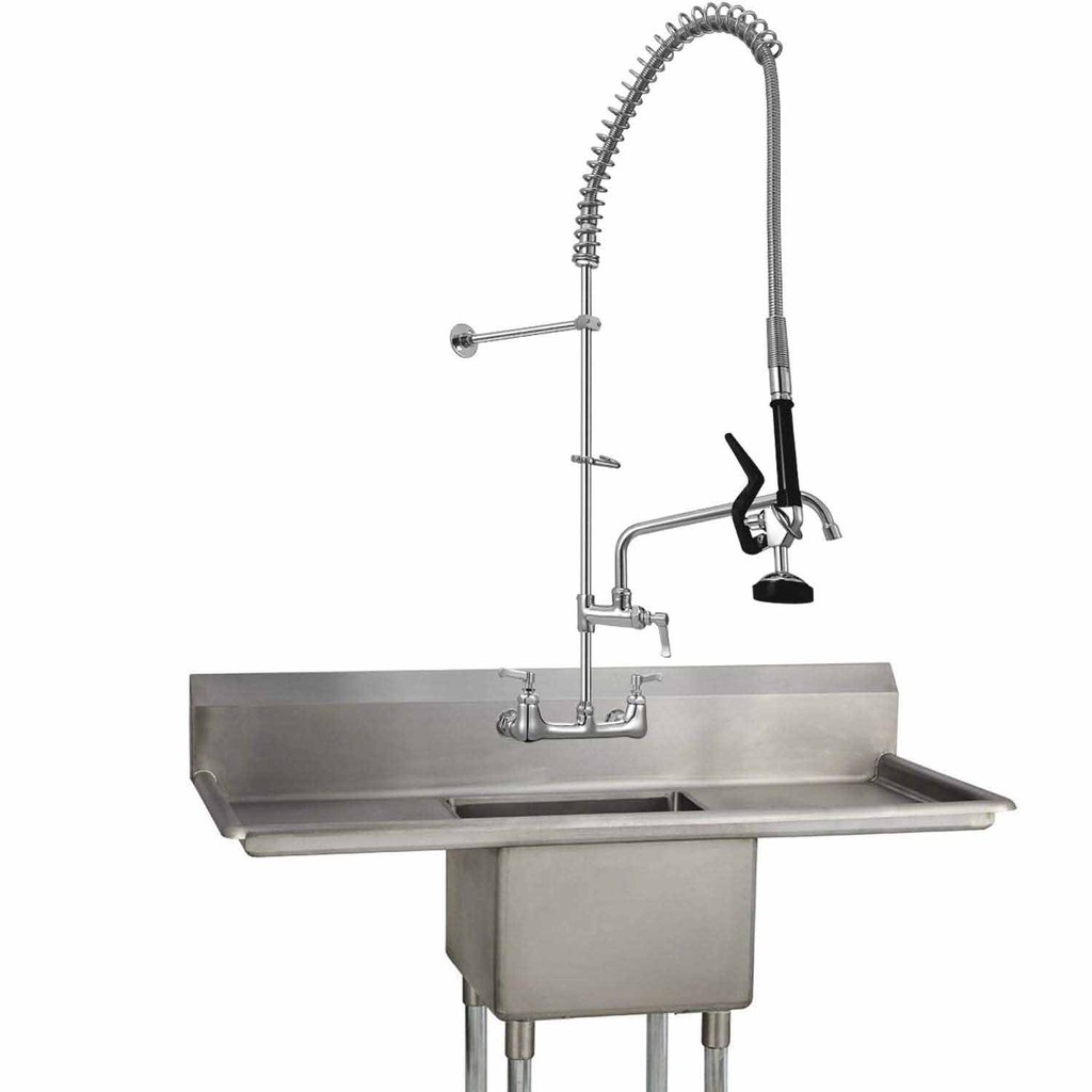 4ft Commercial Sink Kitchen Faucet Pull Down Pre Rinse Sprayer 8 Center Wall Mount 47 Height With Add On Swing Spout Shopee Singapore