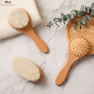 1pc  Baby Hair Comb Wooden Handle Natural Soft Wool Brush Infant Head Massager Baby Girl Bath Care Newborn Gift #6