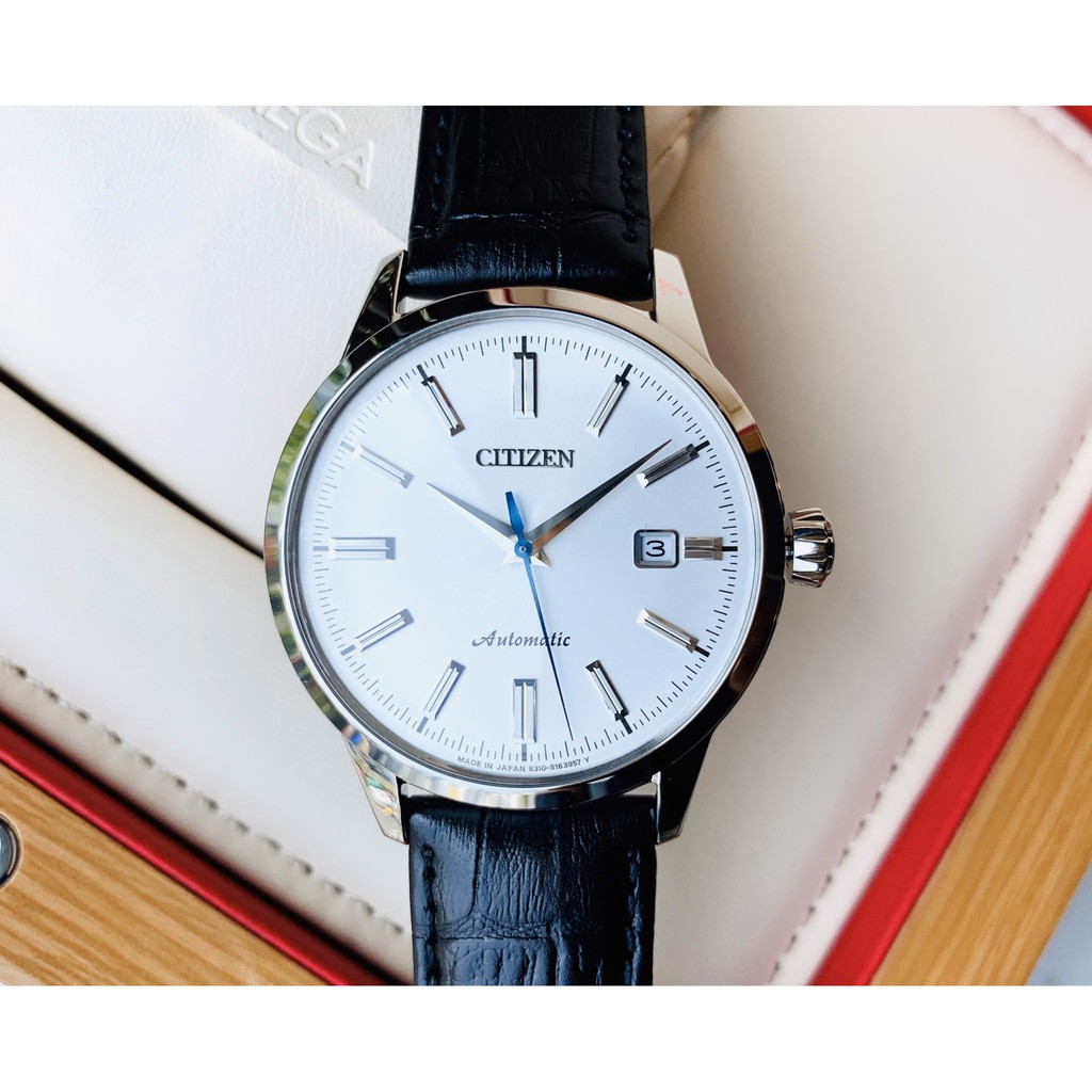 [Original] Citizen NK000010A Automatic Silver Analog Black Leather Men