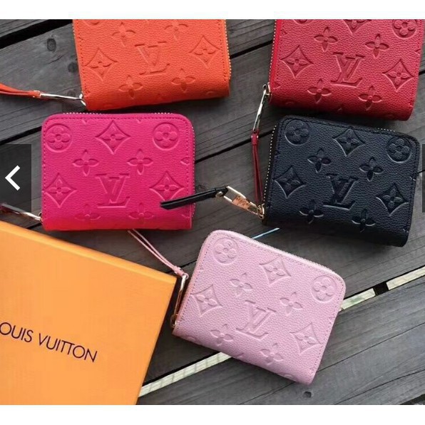 lv wallet Louis Vuitton LV M60574 classic pattern full leather embossed credit card coin purse ...