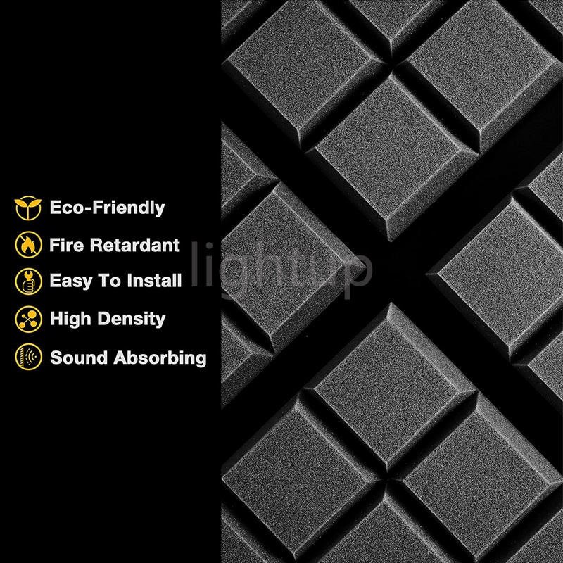 Acoustic Panels with High Density Absorbs Sound and Eliminates Echoes Pyramid Design Acoustic Foam Fast Expand Upgraded 12 Pack Self-adhesive Sound Proof Foam Panels 2 X 12 X 12 