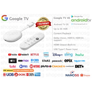 [ Local 1 Year Warranty ] ChromeCast with Google TV 4K HDR Android TV Latest Model All Colours [ Ready Stock ]