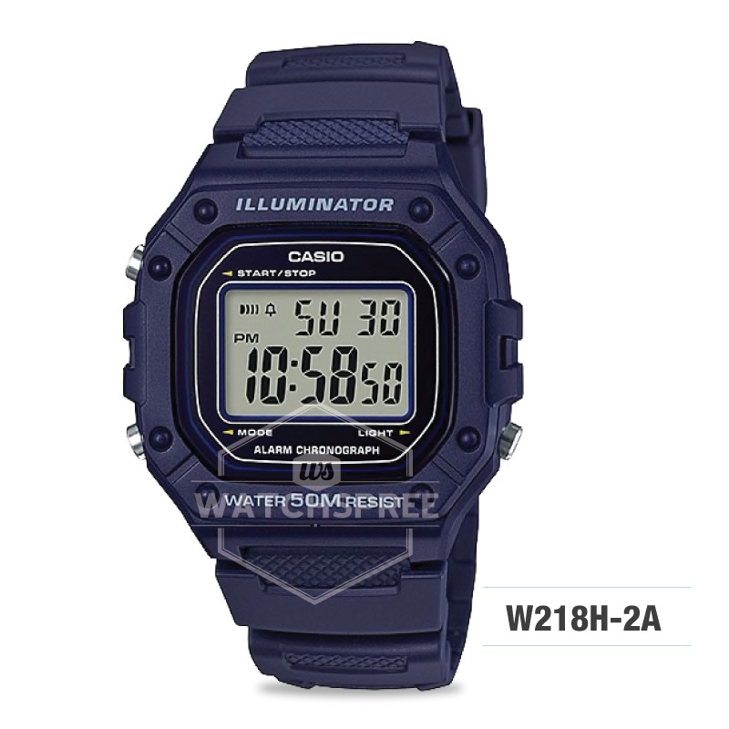 Casio Standard Digital Navy Blue Resin Band Watch W218h 2a W 218h 2a