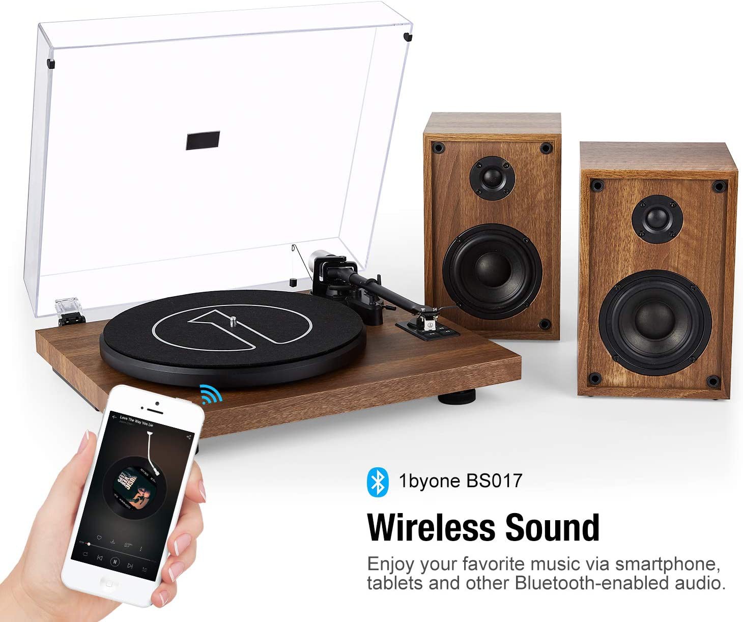 1byone powered bluetooth classic bookshelf speaker