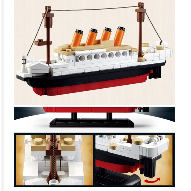 194Pcs RMS Titanic Ship Boat Model Building Block Toys SLUBAN 0576 Lego Figure 