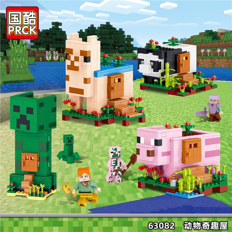 Lego Minecraft a full set of animal shack, pig crawler panda children s  building block toy | Shopee Singapore