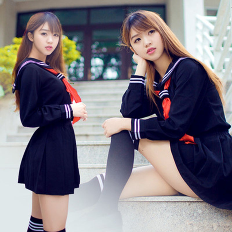 Girls Women Japanese College School Uniform Short JK Sailor Plain Pleated Skirt