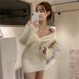 High Quality Temperament Lady Versatile Knitted Dress Fashionable Large Size Women's Sexy Slim Fit Slimming Sheath