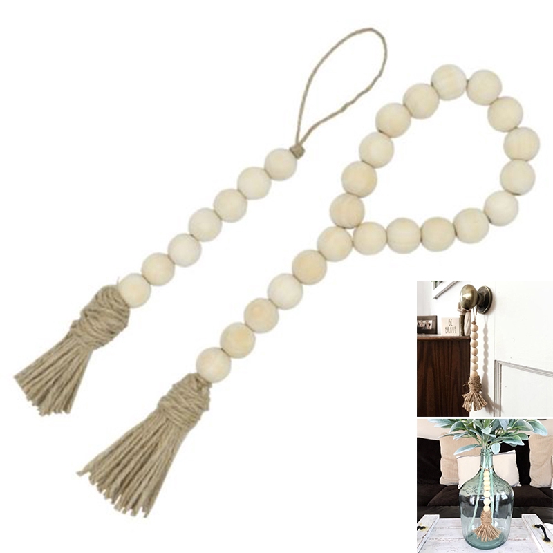 Tassel Farmhouse Beads Natural Wood Bead Garland Baby Nursery Room
