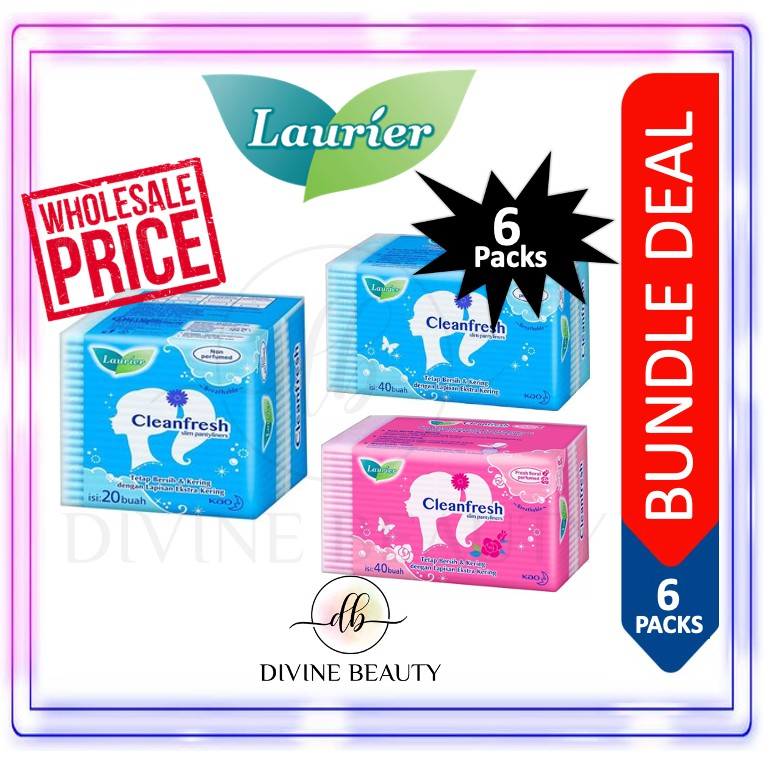 [BUNDLE OF 6] LAURIER SLIM PANTYLINERS CLEANFRESH Scented Perfumed