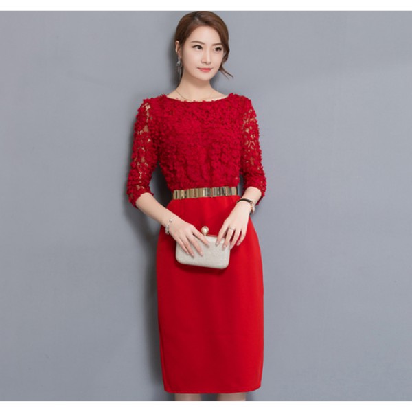 red lace cocktail dress