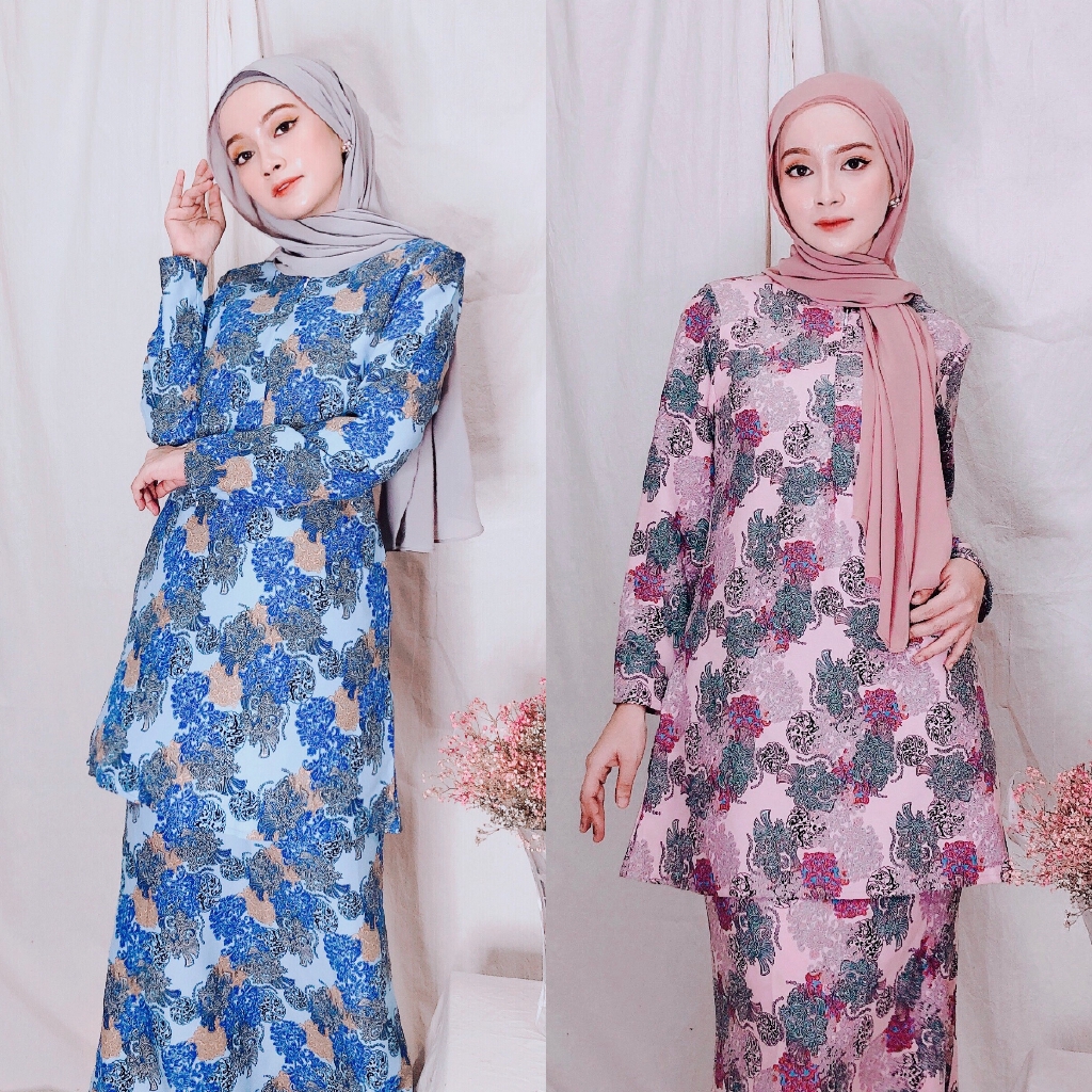 RAYA 2021 Zoe Arissa Baju  Kurung  Moden Labuh  Murah  Floral 