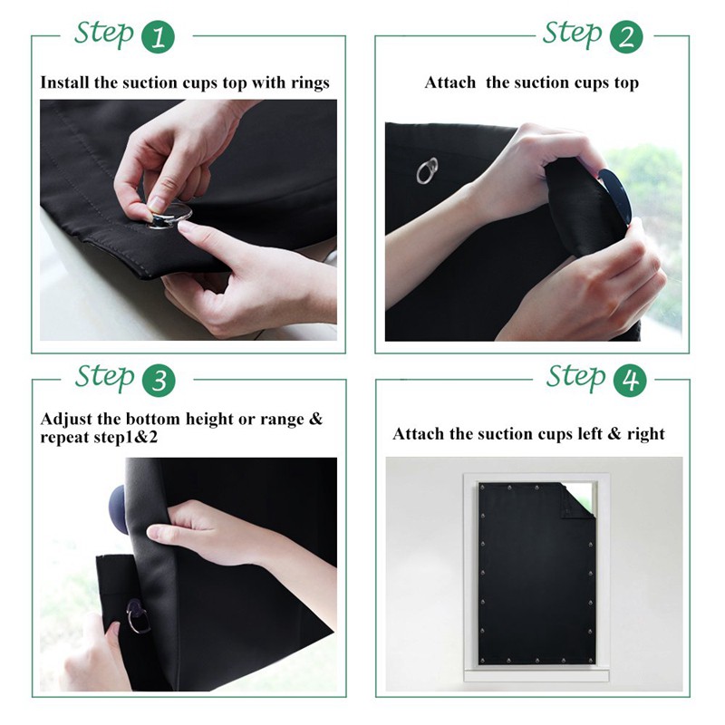Temporary Blackout Blind Curtain Window Adjustable Sucker Shade