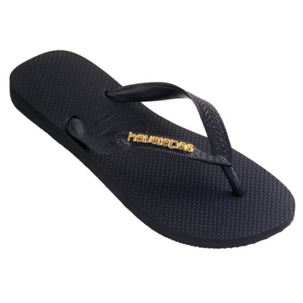 havaianas top logo metallic gold