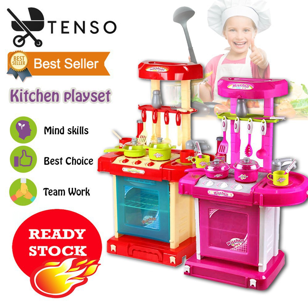 Kids Play Toy Girl Baby Toy Kitchen Cooking Simulation Table