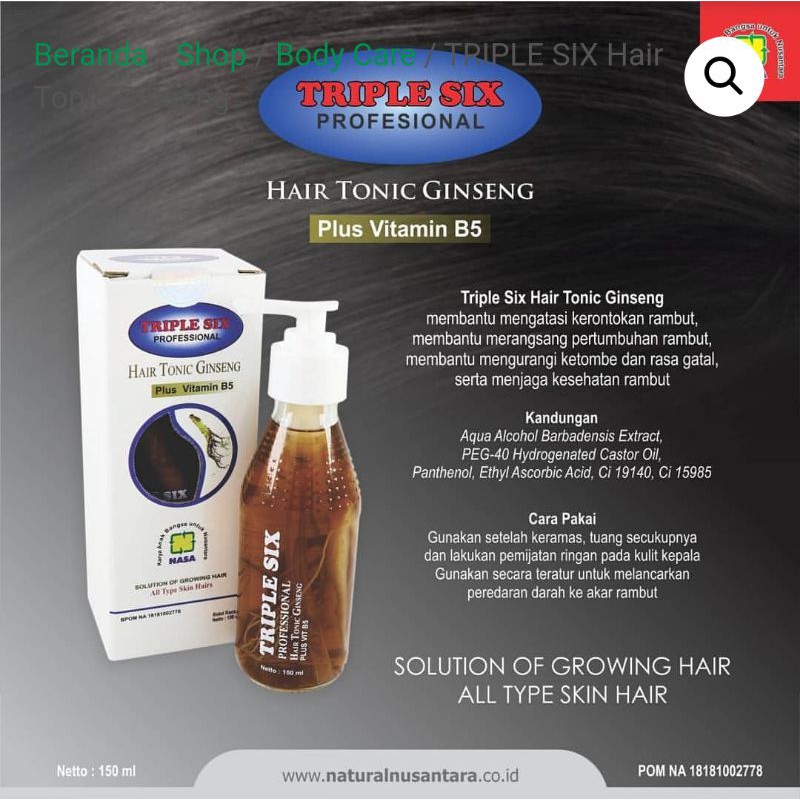 Triple Six Hair Tonic Nasa Shopee Singapore