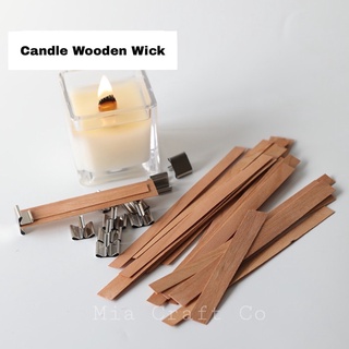 40Pcs 12.5x150mm Wooden Wick Candle Core Sustainers Tab DIY Candle Making 
