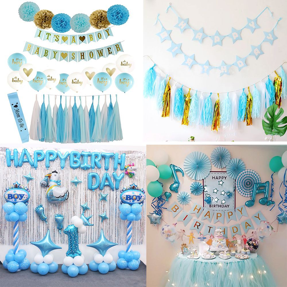 Photo Props Pom Pom Boy Or Girl 1st Birthday Party Bunting Banner