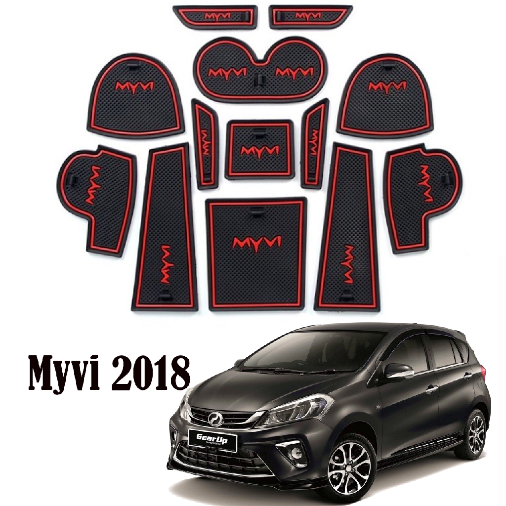 Perodua Myvi 2018 New Myvi Slot Mat Tank Mat Cup Holder Mat Storage Mat 1set Shopee Singapore