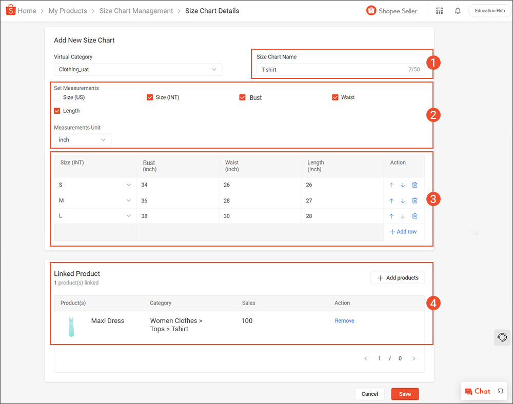 APA ITU "SIZE CHART TOOL"  DI SHOPEE SELLER CENTER