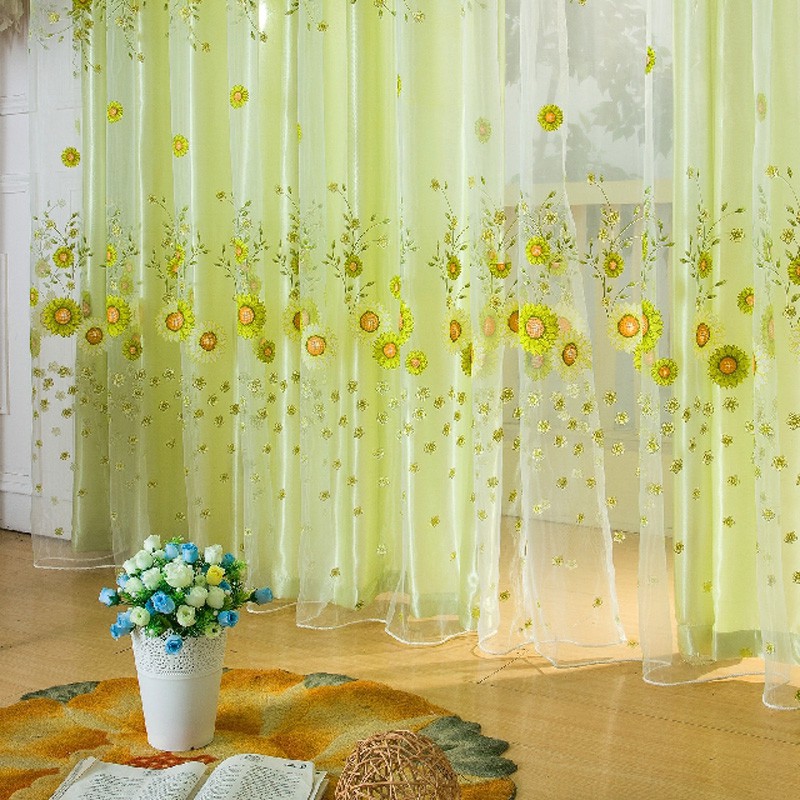 Door Window Scarf Sheer Floral Curtain Drape Panel Voile