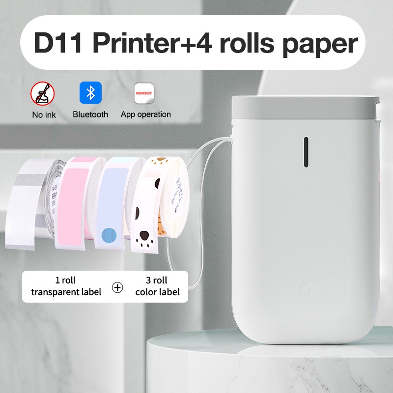 [With Four Color Paper] NiiMbot D11 Printer Protable Thermal Label ...