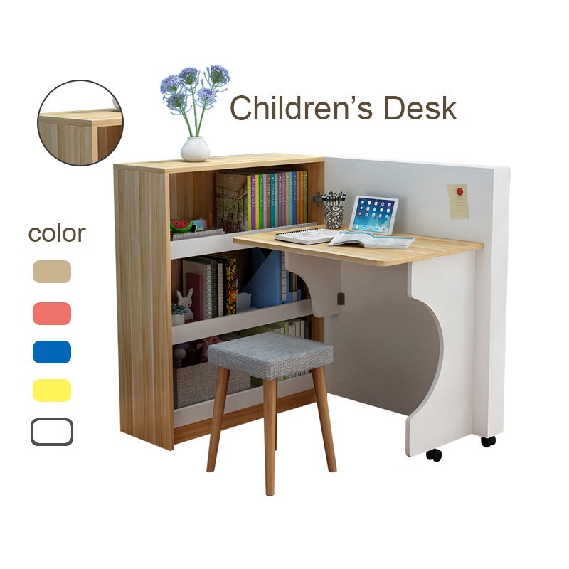 Children S Desk With Cabinet Wooden, Table Bookcase Combination