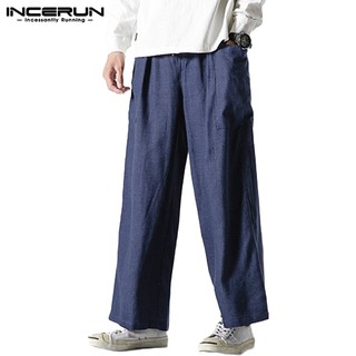 Image of INCERUN Mens Casual Cotton Linen Vintage Baggy Solid Pants