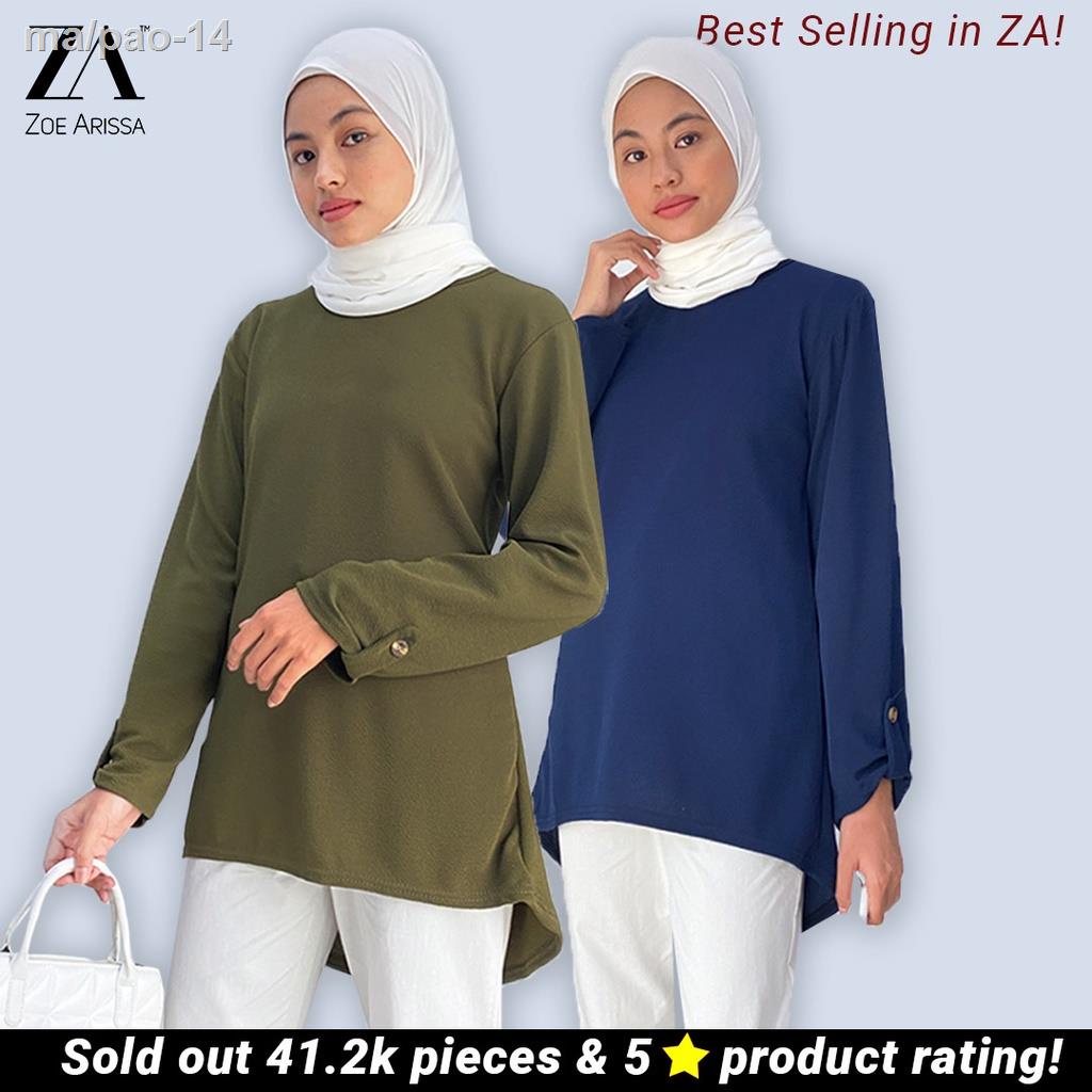 Blouse Trend Terkini Blouse Murah Zoe Arissa Muslimah Long Sleeve Baju Modest Wear Cotton Laici Long Sleeve Baru Lengan Shopee Singapore