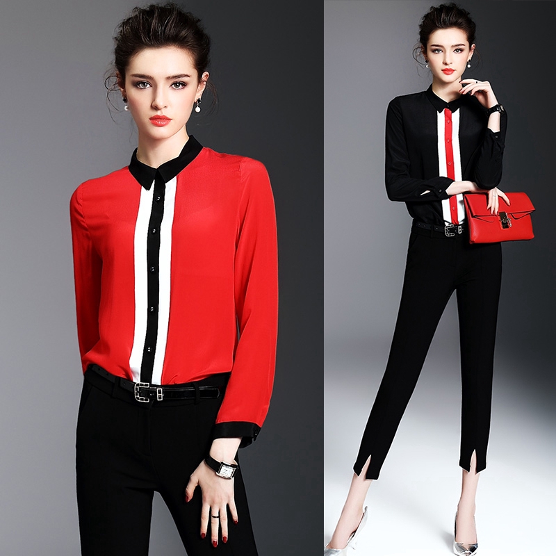 women's long sleeve peter pan collar shirt