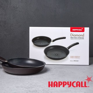 Happycall Diamond Coating Porcelain Chinese Wok Pan Glass lid Cookware Non-Stick