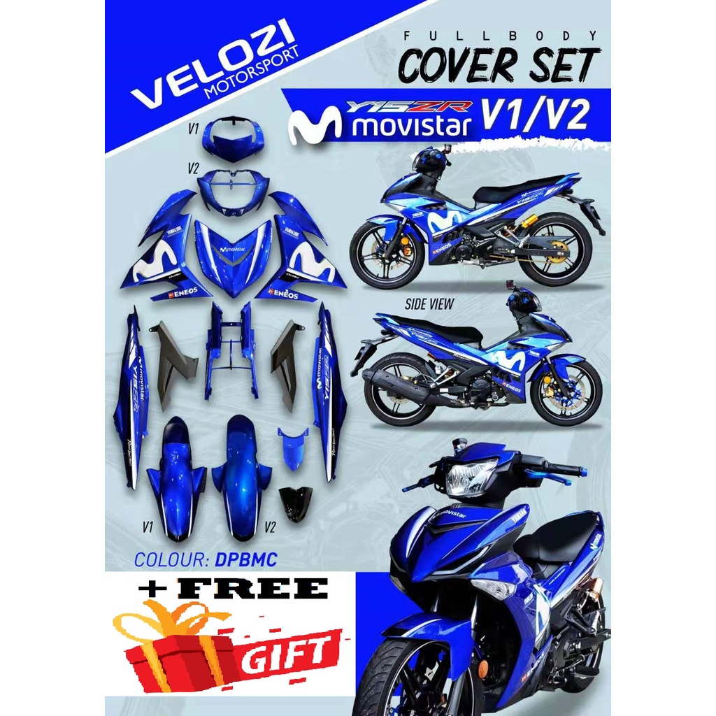 Shop Malaysia Ready Stocks Y15zr V1 Y15zr V2 2018 Movistar Sticker Tanam Coverset Dpbmc Body Cover Set Sniper150 Mxking150 Ysuku Shopee Singapore